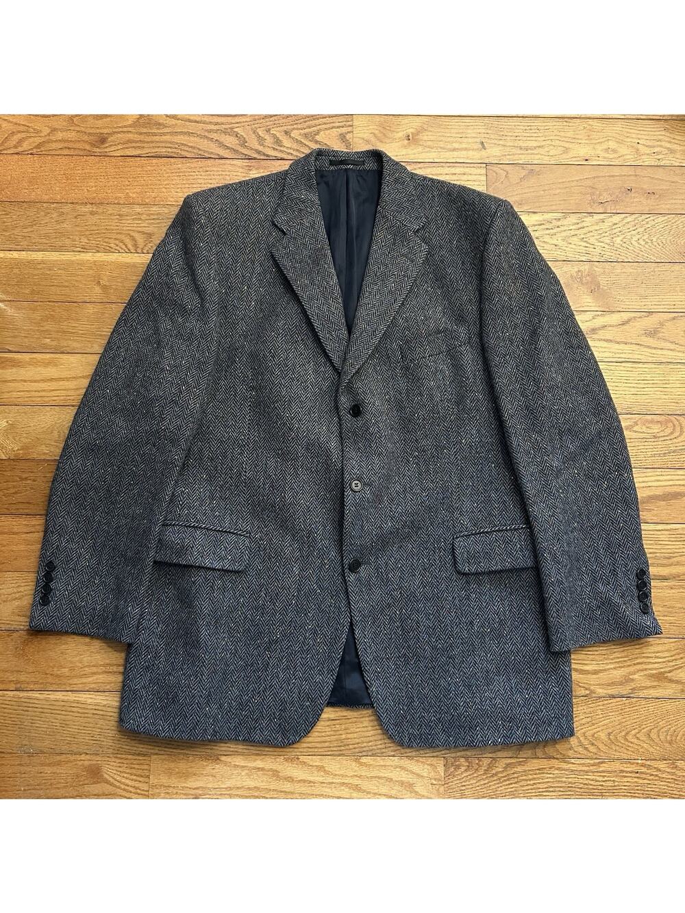 Magee Handwoven Donegal Tweed 100% Wool Herringbone Suit Blazer Jacket 46L
